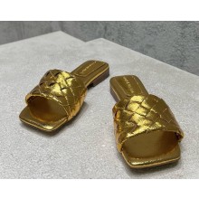 Bottega Veneta Parco Flat Mule sandal in soft Intrecciato leather gold 2025