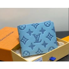 Louis Vuitton M14802 Multiple Wallet Sky Blue Monogram Shadow embossed calf leather 2025