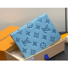 Louis Vuitton M14798 Passport Cover Sky Blue Monogram Shadow embossed calf leather 2025
