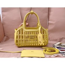 MIU MIU Leather basket 5BA294 Lemon Yellow 2025