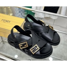 Fendi Feel Black calf leather slides 2025