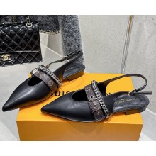 Louis Vuitton 1AHN91 LV Vibe Slingback Flat Ballerina Black Lambskin 2025