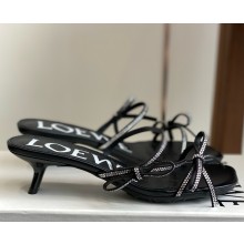 Loewe Petal sandal in suede and rhinestones black heel 4.5cm 2025