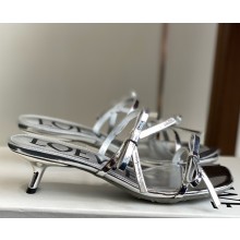 Loewe Petal sandal in suede and rhinestones silver heel 4.5cm 2025