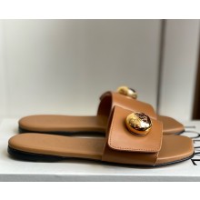 Loewe Pebble slide in soft calfskin brown 2025