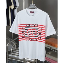 Gucci women/men Printed T-shirt in Cotton Jersey white / red  2025