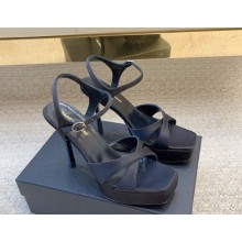 Saint Laurent heel 10.5cm debbie platform sandals in satin crepe black 2025