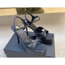 Saint Laurent heel 10.5cm debbie platform sandals in smooth leather black 2025