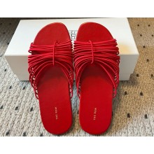 The Row Sara Slide Sandal in Elastic and Leather Lacquer Red 2025 