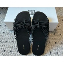 The Row Sara Slide Sandal in Elastic and Leather black 2025 