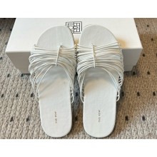 The Row Sara Slide Sandal in Elastic and Leather white 2025 