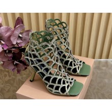 Sergio Rossi  Mermaid crystal-embellished cage pumps green heel 10cm 2025