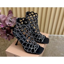 Sergio Rossi  Mermaid crystal-embellished cage pumps black heel 10cm 2025