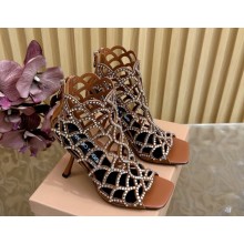 Sergio Rossi  Mermaid crystal-embellished cage pumps brown heel 10cm 2025