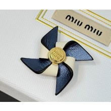 MIU MIU leather windmill brooch blue 2025