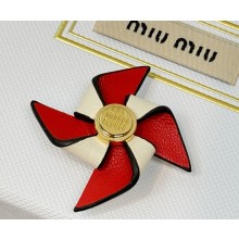 MIU MIU leather windmill brooch red 2025