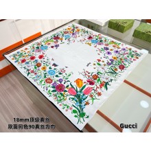 Gucci Printed silk twill carré 699506 Multicolor Flora print white silk twill 2025 (TOP QUALITY)