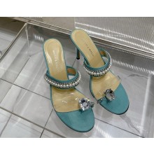 Mach & Mach heel 9.5cm sandals pearl and crystal-embellished pvc blue 2025