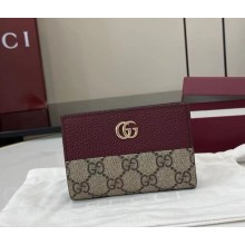 Gucci Bi-color GG Marmont small wallet 841360 Gucci Rosso Ancora red leather, beige and dark brown GG Supreme 2025