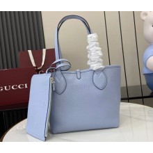 Gucci Totissima small reversible tote bag 839124 blue leather on one side, beige and dark brown GG canvas on the other 2025