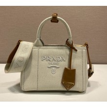 Prada Jardinière striped cotton canvas mini-bag 1ba038 light beige 2025