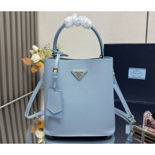 Prada Medium Saffiano Leather Panier Bag 1BA212 Astral Blue 2025