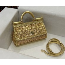 Dolce & Gabbana small Sicily glitter handbag gold 2025