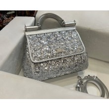 Dolce & Gabbana Medium Sicily glitter handbag silver 2025