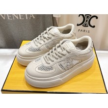 Fendi Match  White leather and mesh platform low-tops white 2025