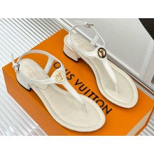 Louis Vuitton 1AHO30 Sunkiss Sandal White Patent calf leather 2025