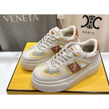Fendi Match Cream leather and mesh platform low-tops yellow 2025