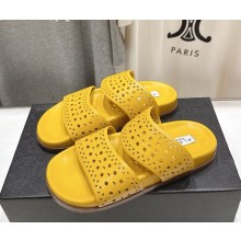 Alaïa Laser-cut leather slides yellow 2025