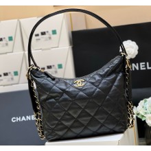 Chanel Hobo Handbag Shiny Lambskin & Gold-Tone Metal AS3487 black 2025 (ORIGINAL QUALITY)