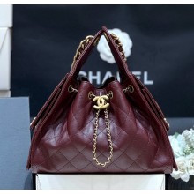Chanel burgundy 25 Small Handbag in Grained Calfskin & Gold-Tone Metal AS5293 2025(ORIGINAL QUALITY)