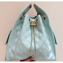 Chanel 25 Medium Handbag IN Grained Calfskin & Gold-Tone Metal AS5311 light green 2025 (ORIGINAL QUALITY)
