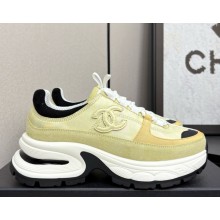 Chanel Trainers cotton & Suede Calfskin G46609 light yellow 2025