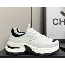 Chanel Trainers Laminated Calfskin & Suede Calfskin G46609 Light Gold, Light Gray & Black 2025