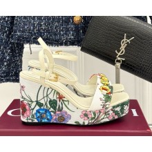 Gucci heel 10cm platform 3cm Horsebit platform sandal printed white 2025