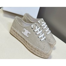 CELINE LES ESPADRILLES LACE-UP IN Oshkosh canvas and Calfskin WHITE / beige 2025