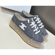 CELINE LES ESPADRILLES LACE-UP IN Oshkosh canvas and Calfskin WHITE / NAVY 2025