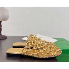 Bottega Veneta flat mule woven sheepskin gold 2025