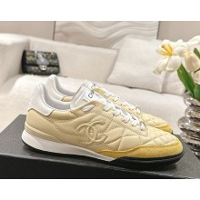 Chanel sneaker Shiny Calfskin, Calfskin & Suede Calfskin G45839 light yellow & white 2025