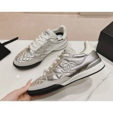 Chanel sneaker Shiny Calfskin, Calfskin & Suede Calfskin G45839 silver & white 2025