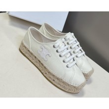 CELINE LES ESPADRILLES LACE-UP IN Oshkosh canvas and Calfskin WHITE 2025