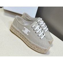 CELINE LES ESPADRILLES LACE-UP IN Oshkosh canvas and Calfskin WHITE / grey 2025