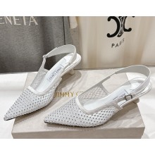 Jimmy Choo Amel 50 white Crystal Mesh & Satin Pumps white /crystal 2025