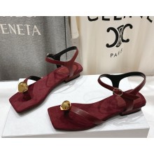 The Row flat calfskin sandals burgundy 2025