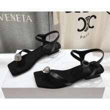 The Row flat calfskin sandals black 2025