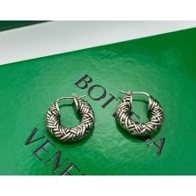 Bottega Veneta Intreccio Hoop Earrings Silver 2025