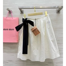 MIU MIU Embroidered batiste skirt MG2473 Ivory 2025